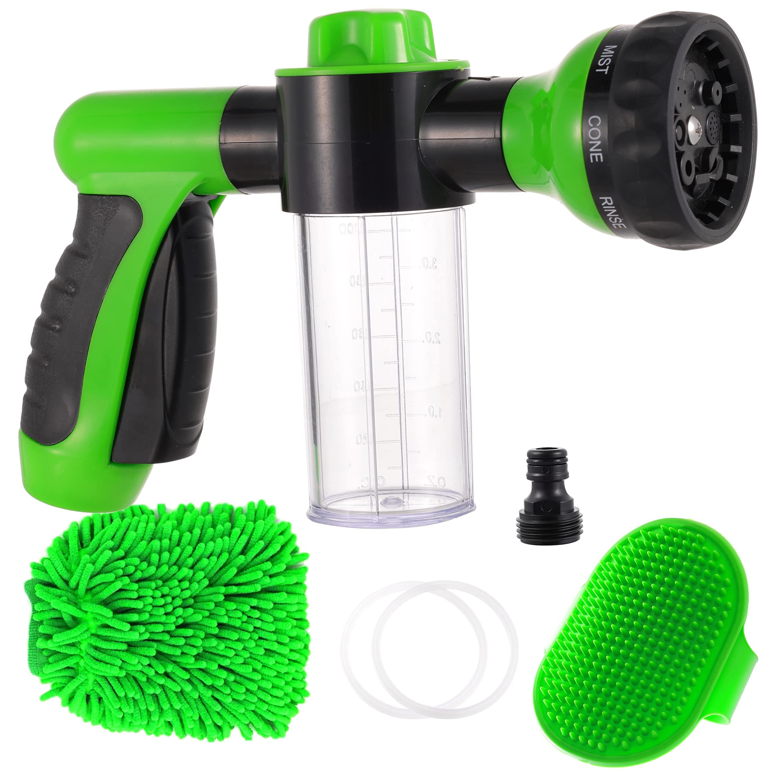 Kamirola High Pressure 8 in 1 Car Wash Brush Foam Gun,Garden Hose Nozzle Foam Cannon Bottle Soap Sprayer,Lawn, Car Wash, Cleaning?Patio, Pet Bathing