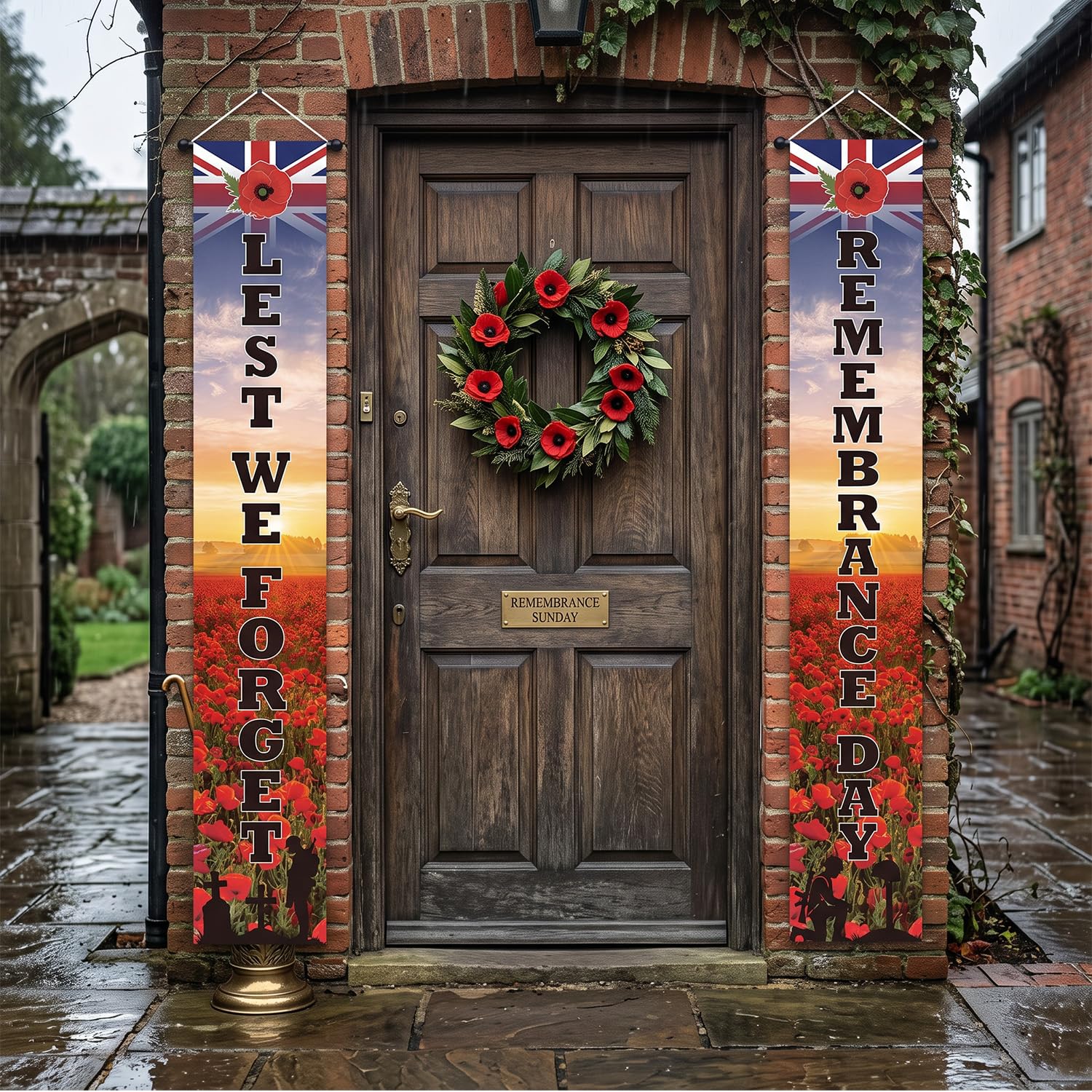 Luvart Remembrance Day Decorations Banner, Lest We Forget Decor for Door