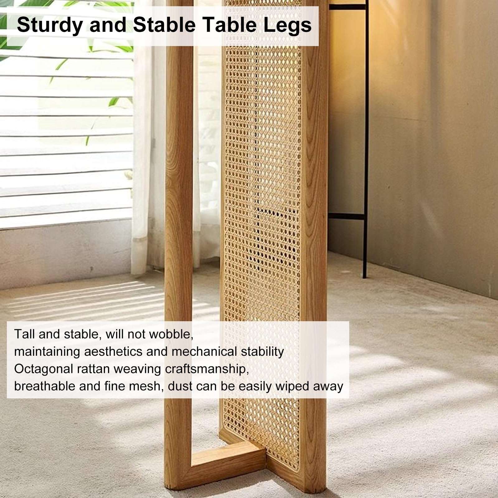 Tavolo da pub in legno massello con intreccio in rattan, robusto tavolo da pranzo per casa, cucina, soggiorno, bistrot e piccoli spazi (120 cm)