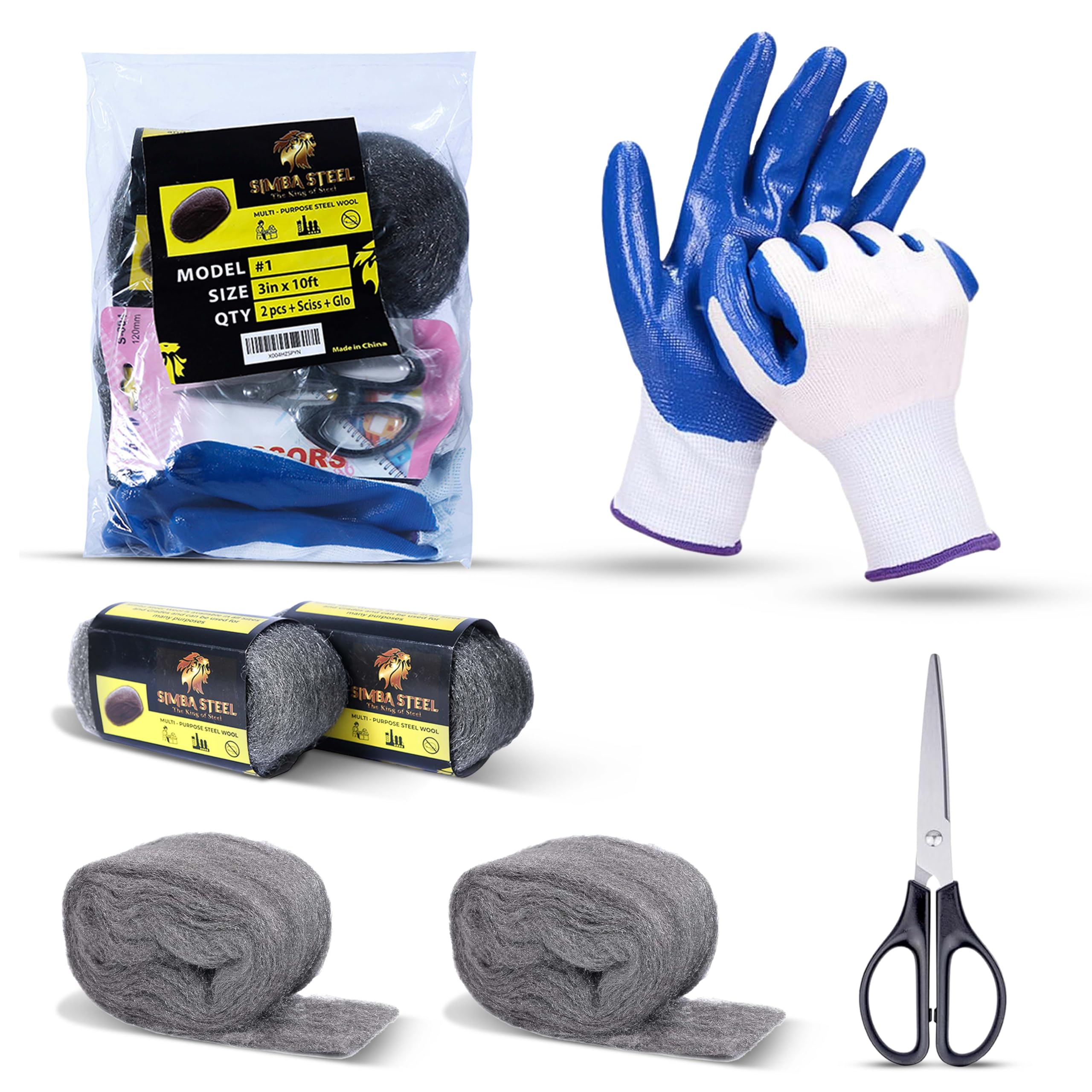 Wool Assortment for Cleaning & Mice Control – 0000 Grade Fine to Coarse Steel Wool Pads & Rolls, Multiple Pack Sizes and Length Options (3" x 10ft (2 Packs))