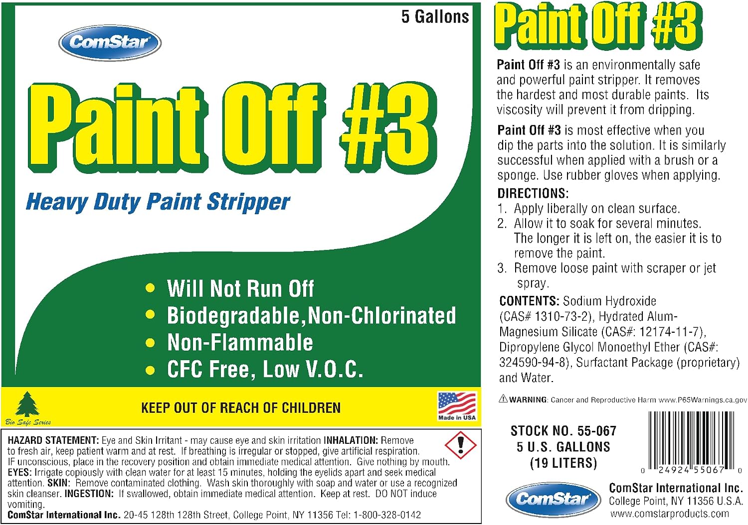 Paint Off #3, 5 Gallons, Heavy-Duty Paint Stripper, Fast-Acting, Non-Chlorinated, Non-Flammable, Removes Tough Coatings, Works on Multiple Surfaces, Low VOC, CFC-Free (55-067)