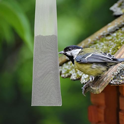 Miniatura 6 de Juego de 5 calcetines de malla con embudo de comida plegable para pinzones para jardín y exteriores (4 x 16 pulgadas)