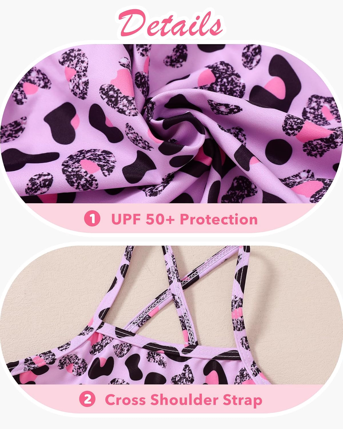 Girls Swimsuit One Piece Bathing Suit Quick Dry Beach Swimwear Cute Cross Shoulder Strap Swimming Suits 2-10 Years - Image 4