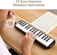 Vista 4 de Eastar Melódica de 32 Teclas Instrumento de Teclado Piano de Aire Soprano con 2 Boquillas Dobles con Tubo, Bolsa de Transporte, Negro