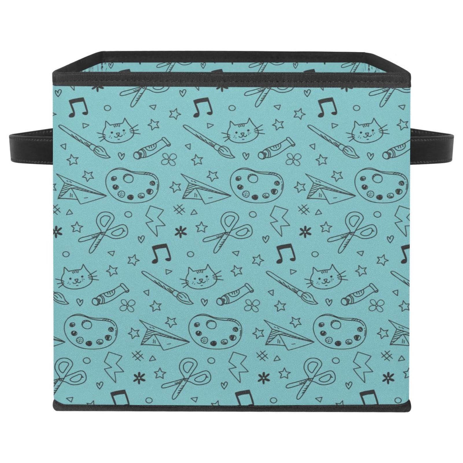 Boîte de rangement pliable en tissu cube bleu pour placard