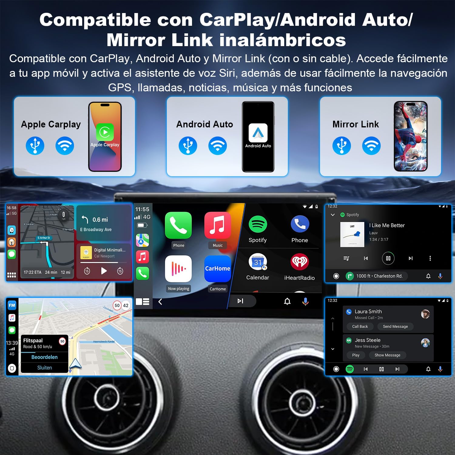 Kit di retrofit modulo decoder Wireless CarPlay/Android Auto compatibile con Audi A4/A5/S4/S5/RS4/RS5 e Q5 (2008–2018) per sistema MMI 3G, supporta comandi OEM, MirrorLink e telecamera posteriore