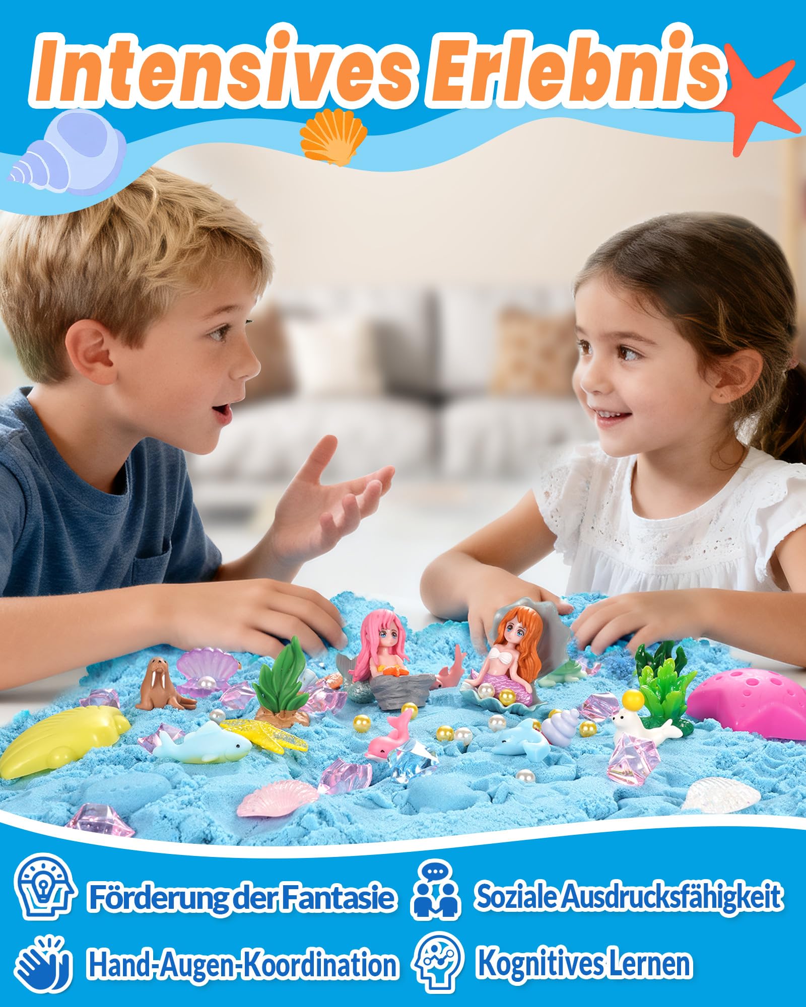 Velozenithize Magic Sand Set, Zaubersand Set Enthält 1 kg hochwertigen blauen weltraumsand, Geeignet für Kindergeburtstage, Weihnachten usw