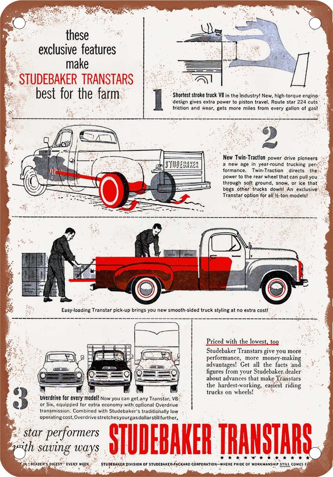 METAL SIGN - 1956 Studebaker Truck Vintage Ad 02 - Old Retro Rusty Look home decor