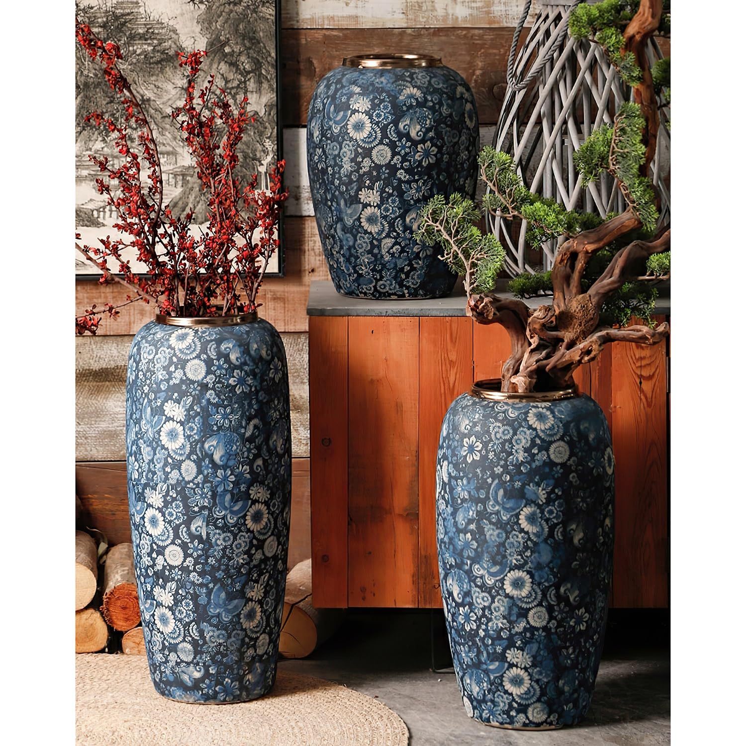 Amazon.co.jp: 花瓶陶器フラワーベース 床の花瓶 61cm 背の高い