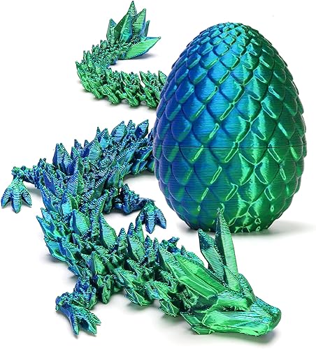 Dragón impreso en 3D con huevo sorpresa, dragón de cristal articulado en huevo, juguete de escritorio ejecutivo de dragón para la ansiedad, regalos