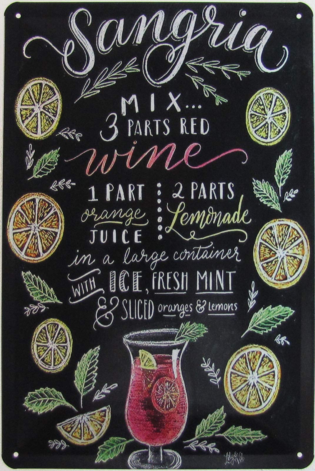 Retro Blechschild „Sangria Wein Cocktail“ – 20x30 Cm, Metall, Vintage-Design, Geschenkidee