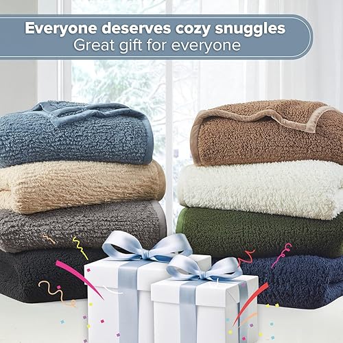 Miniatura 10 de Woolrich Burlington - Manta bereber súper suave, acogedora y ligera con encuadernación de terciopelo lujoso, juego de ropa de cama moderno y moderno