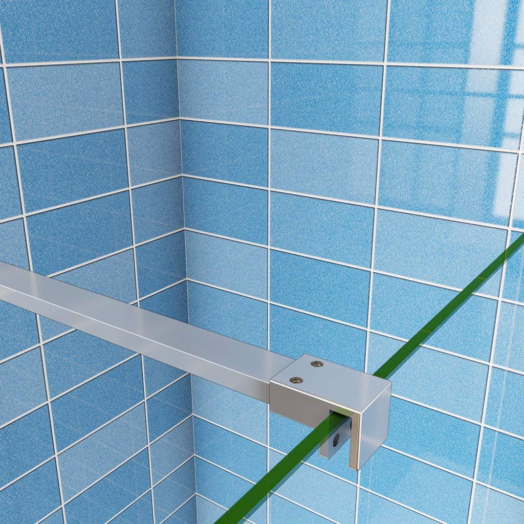 Walk In 190 cm Parete Doccia con Paretina Mobile 30cm in Vetro 8 mm Temperato Anticalcare Larga 80 cm Barra Stabilizzatrice da 90 cm