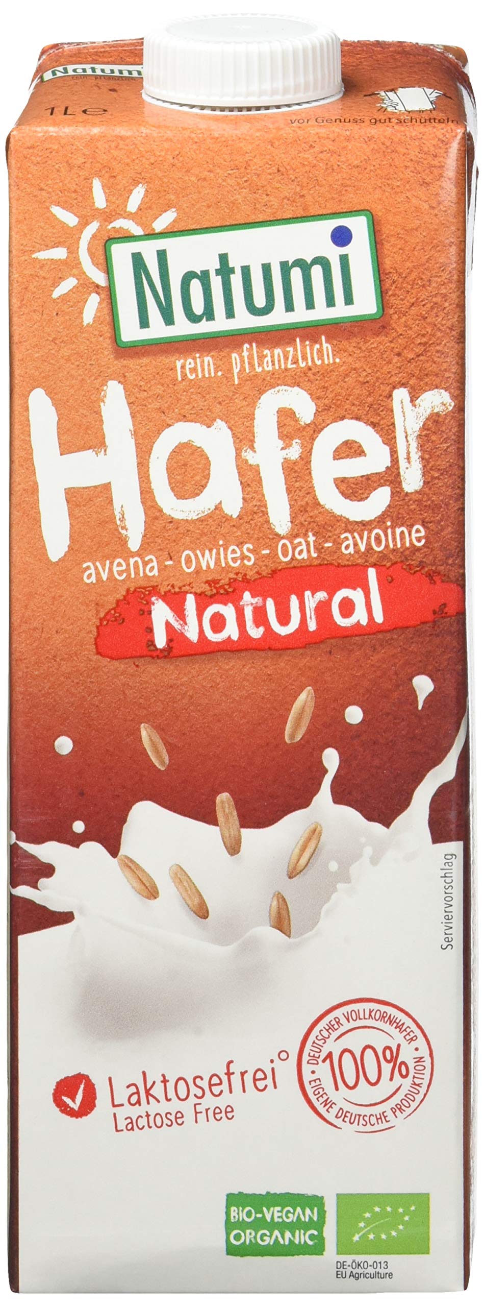 Natumi Haferdrink Natural Ungesüßt, Hafer Drink zum Backen Kochen, Neutral, 1000 ml (12er Pack)