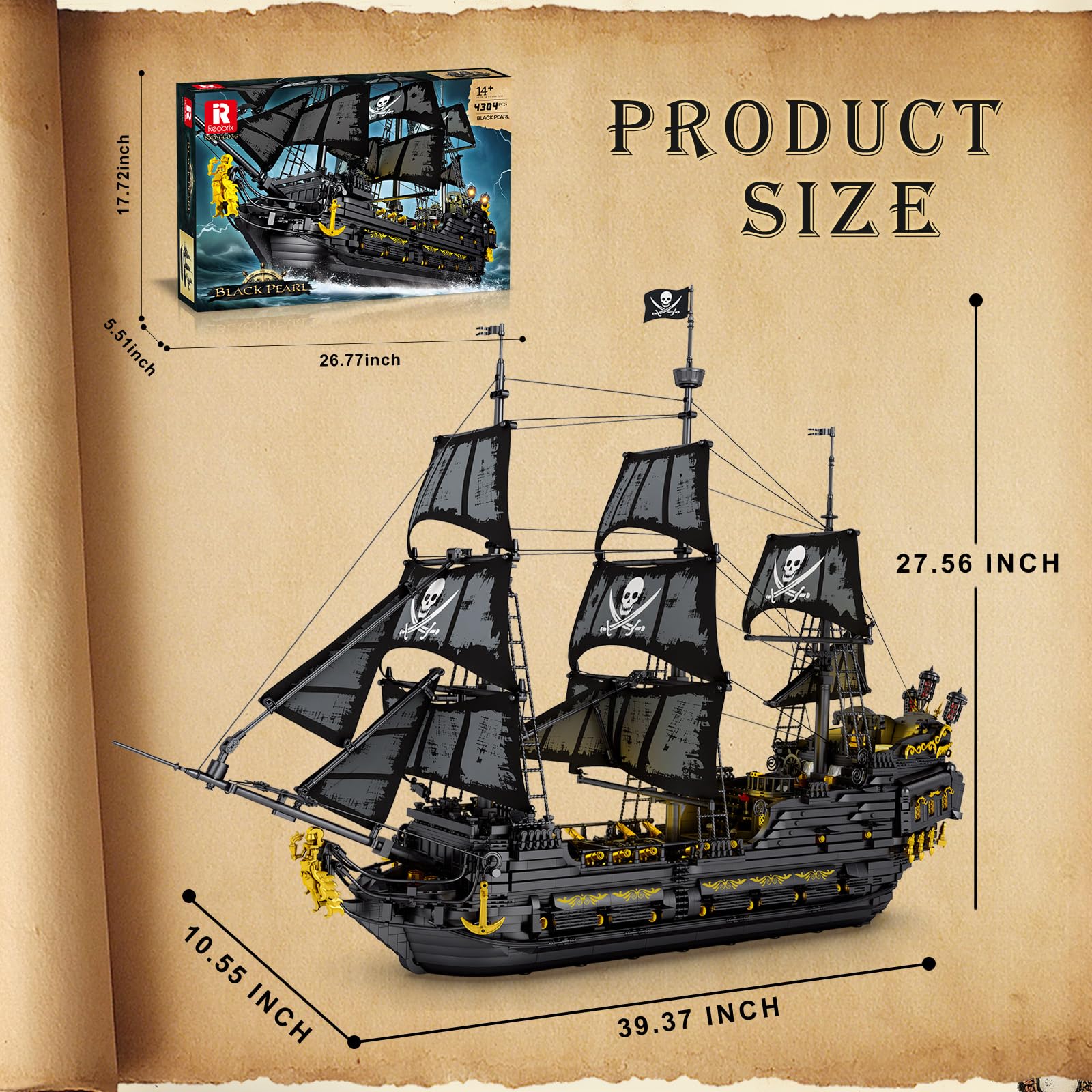 Amazon.com: Reobrix Pirate Ship Building Set with LED Lights,Large