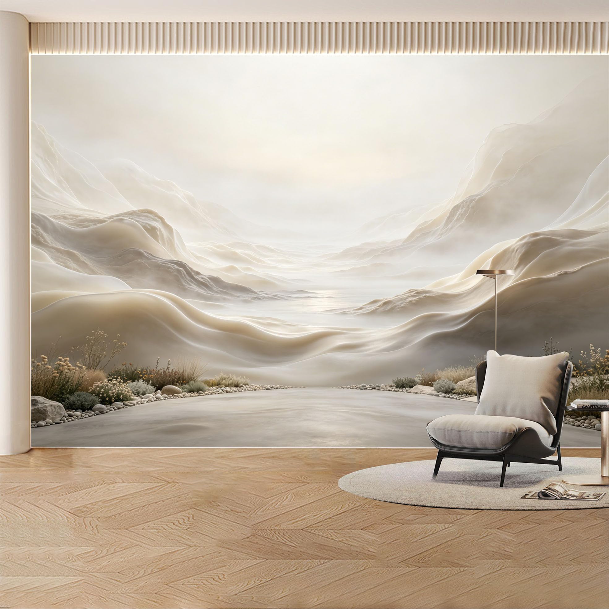 Custom Wall Mural Wallpaper Abstract Desert Landscape Nature Modern Large Wall Art Minimalist Nordic Misty Removable SelfAdhesive Large Photo for Living Room， Bedroom， Office