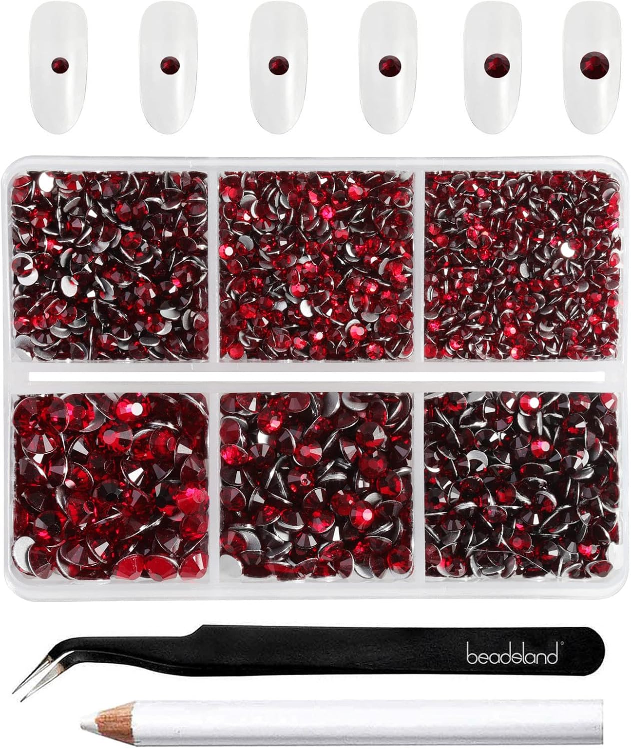 Amazon.com: Beadsland 4300pcs Flatback Rhinestones,Dark Red Rhinestone ...
