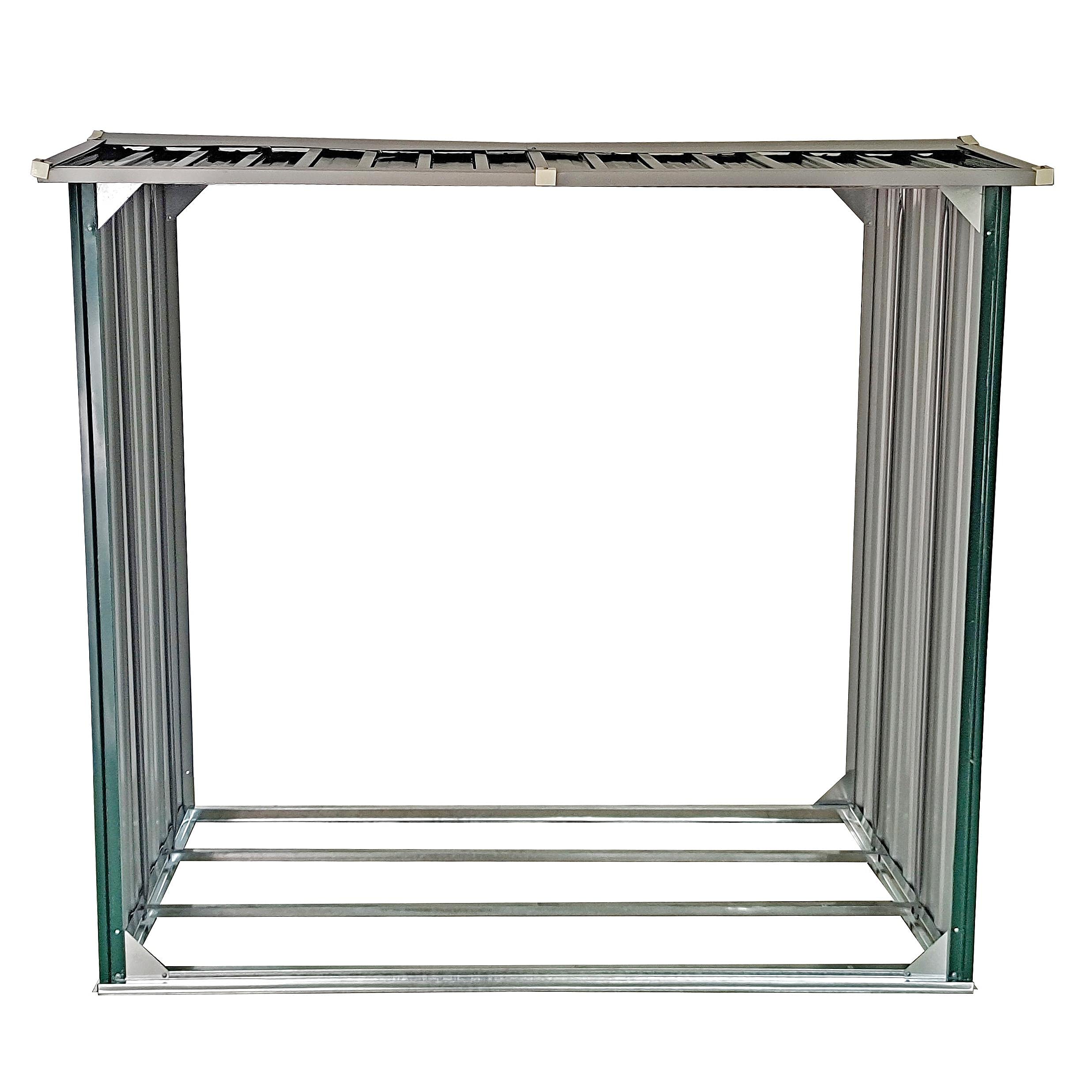 ESTEXO Brennholzunterstand Holzunterstand Brennholz 172x91x154 cm Regal Lager Unterstand Holz Metall Holzregal Holzlager Brenholzlager Brennholzregal Spitzdach Grün