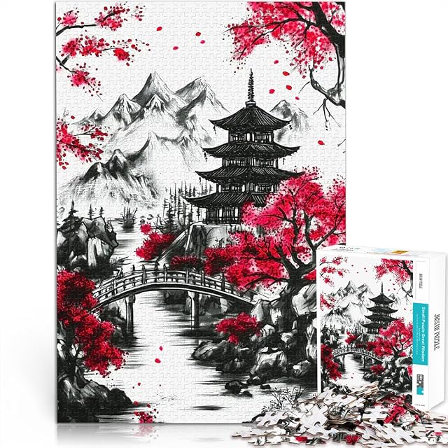 Rompecabezas de 1000 Piezas para Adolescentes Paisaje de Pagoda Japonesa Análisis y lógica Decoración hogar…