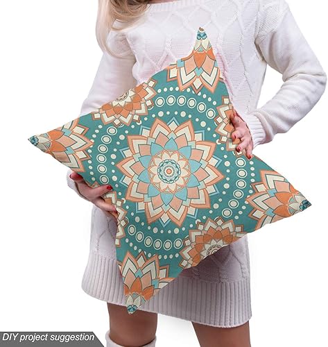 Miniatura 5 de Ambesonne Tela de loto de The Yard, motivos de mandala de las culturas orientales con flor inspirada en el bohemio, tela decorativa para tapicería y