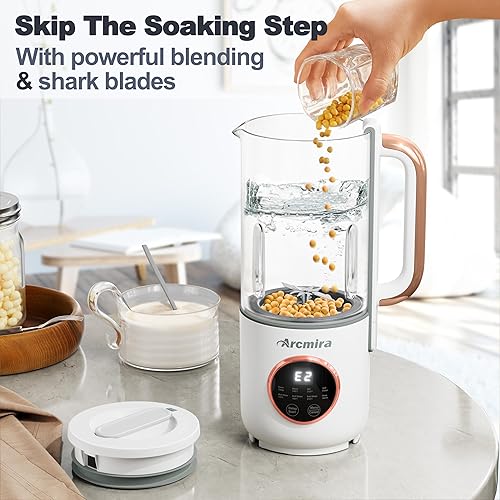 Miniatura 2 de Arcmira Máquina automática de leche de nueces, 35 onzas de almendras caseras, avena, soja, leche a base de plantas y bebidas sin lácteos, fabricante