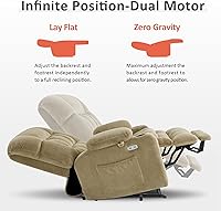 Vista 6 de MCombo Silla reclinable eléctrica de doble motor para personas mayores, silla elevadora plana con calor y masaje, silla elevadora pequeña, Beige