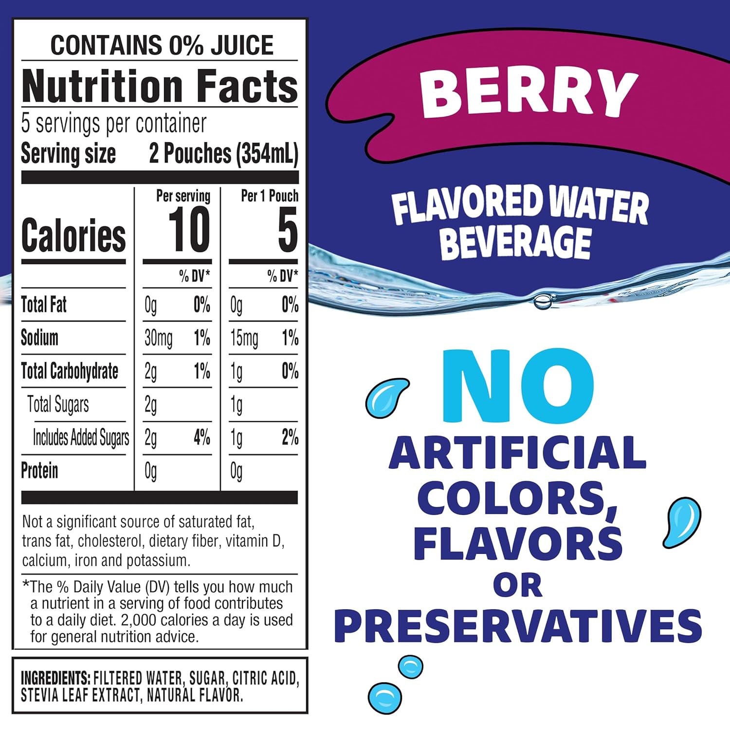 Capri Sun Roarin' Waters Berry Rapids Naturally Flavored Water Beverage, 40 ct Pack, 4 Boxes of 10 Pouches