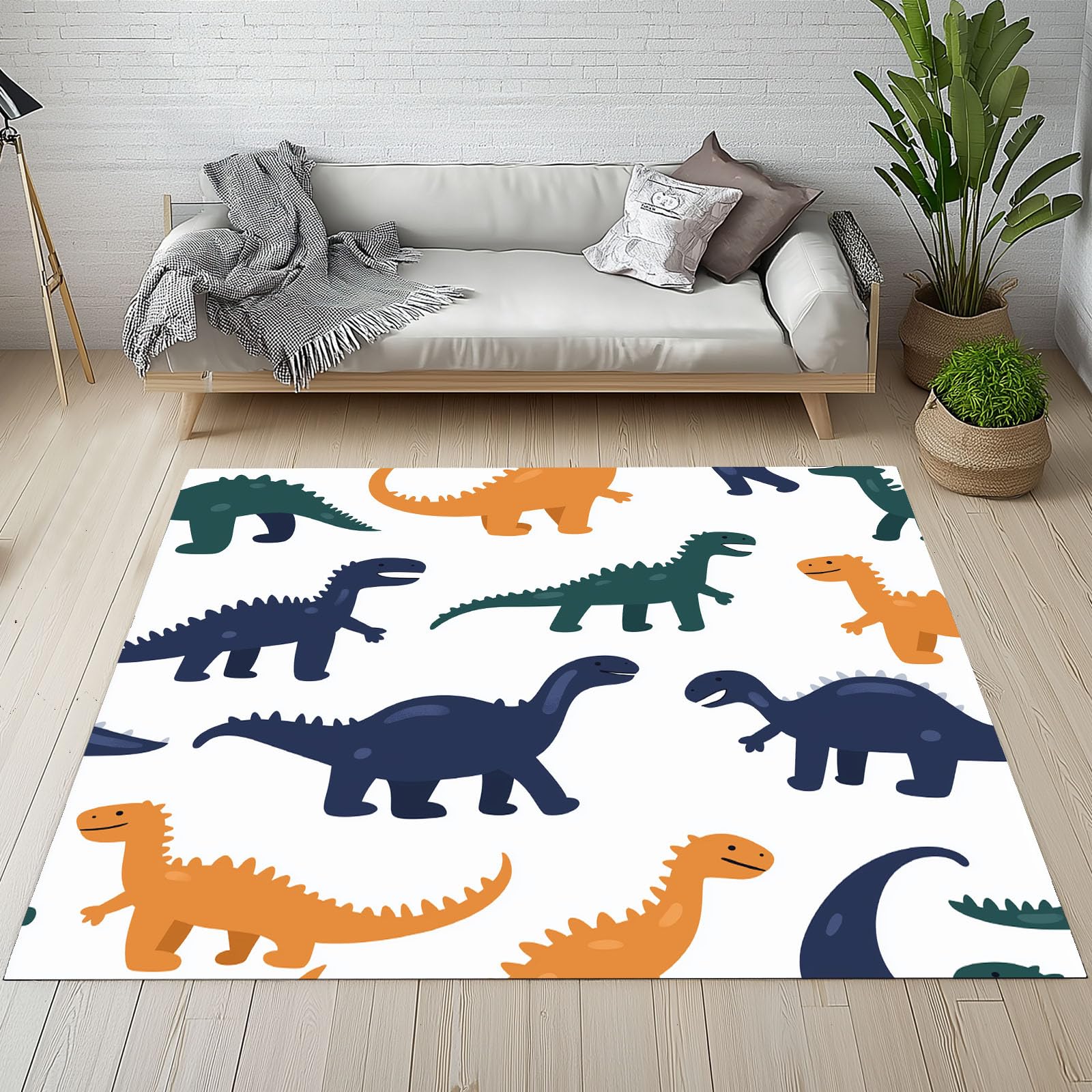 Tapis lavable en machine dinosaure antidérapant et doux 160x230