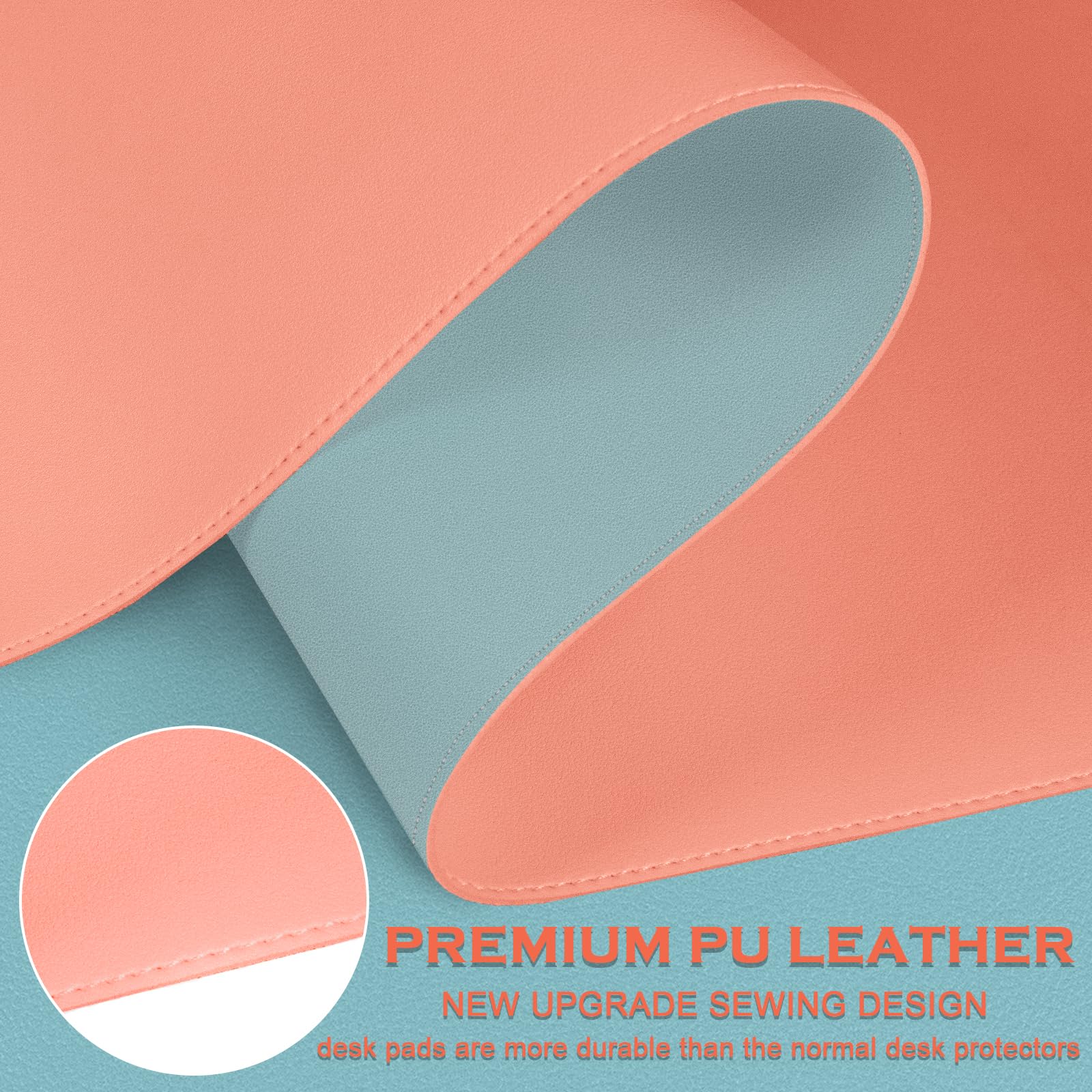 Accessorio Scrivania Elegante Tappetino Da Scrivania In Pelle A Doppia Faccia 90x43 Cm - Arancio/Grigio Tappetino Mouse Xxl - 2