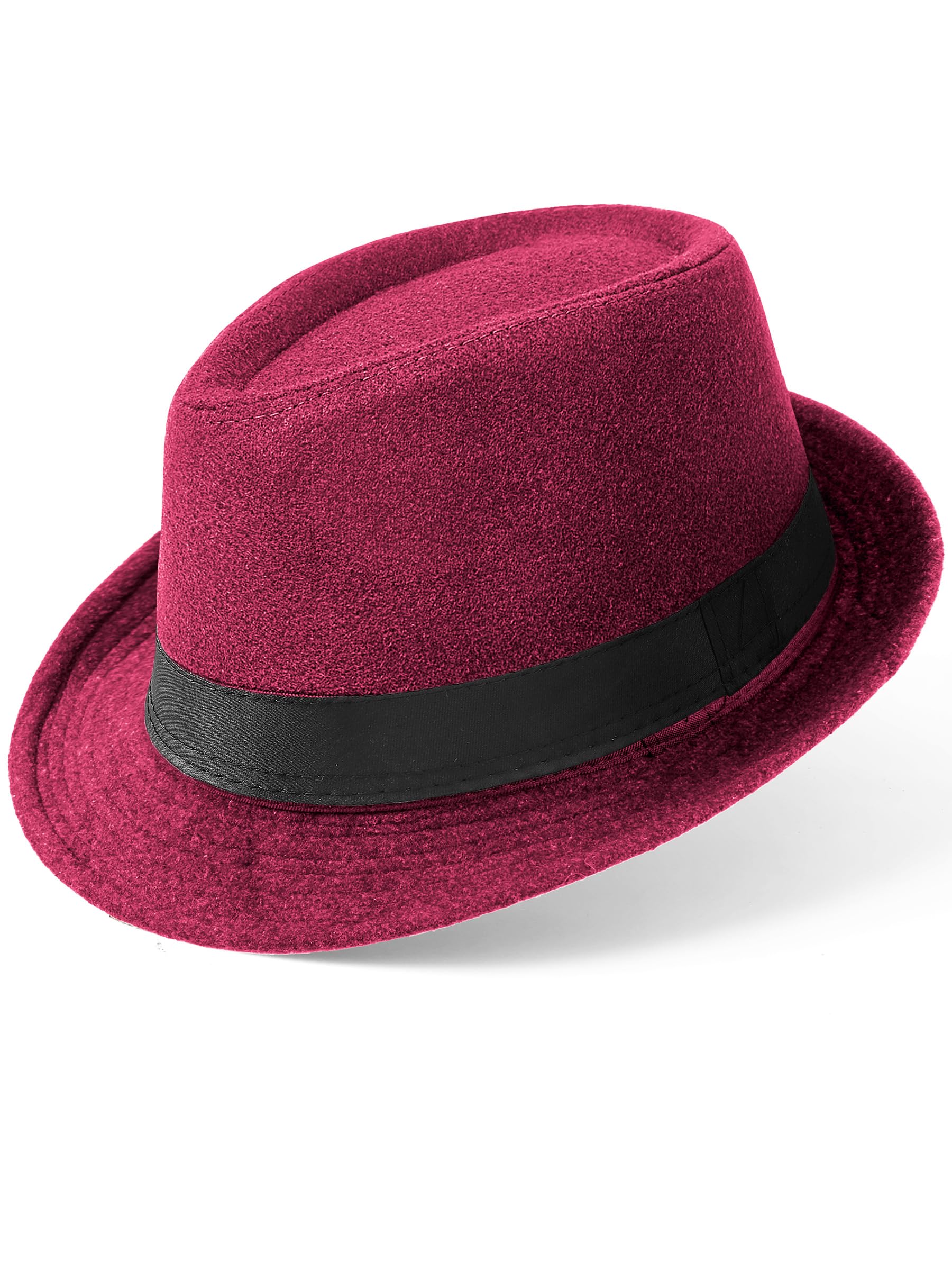 BABEYOND Men's 1920s Short Brim Trilby Fedora Hat