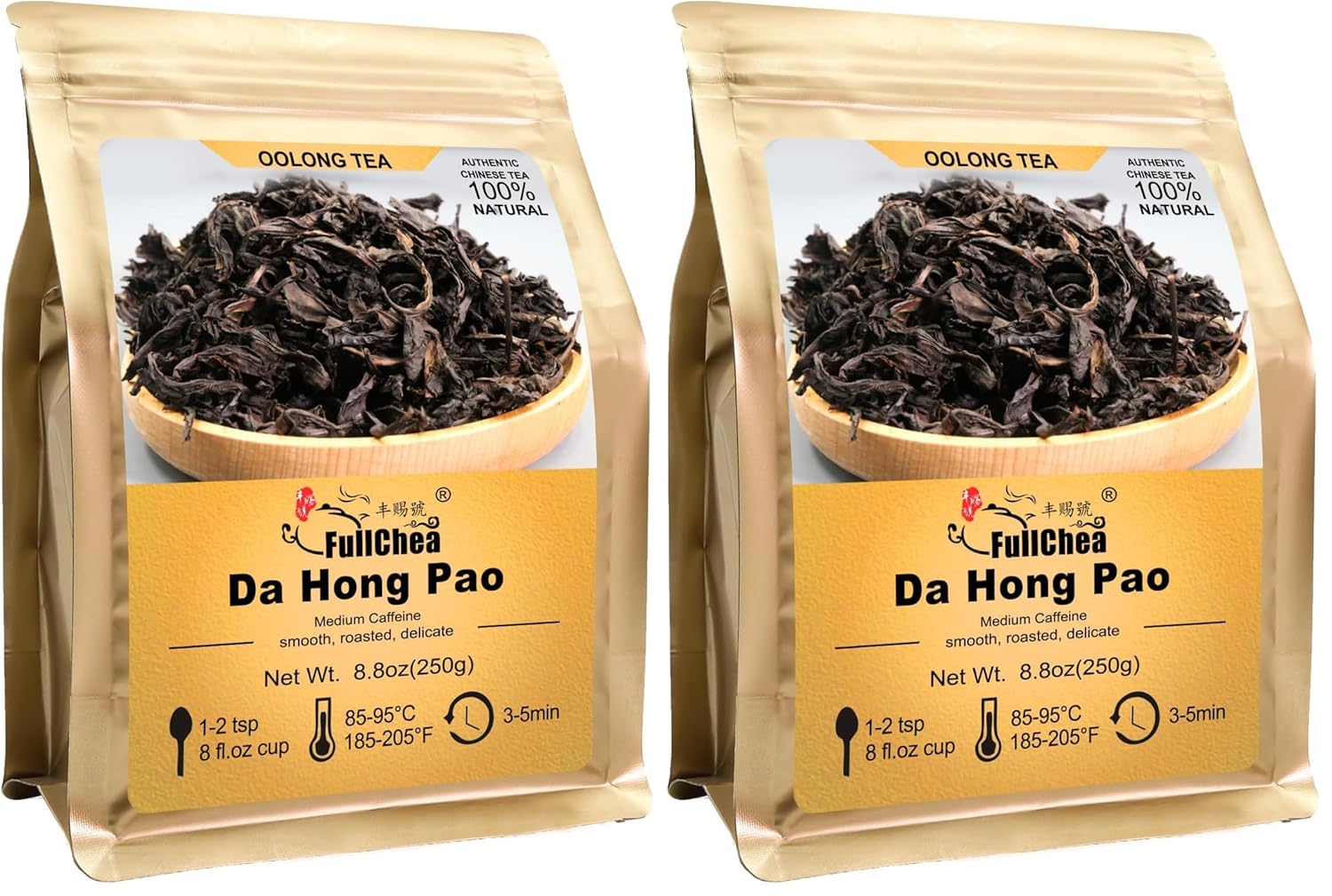 FullChea - Da Hong Pao - Oolong Tea Loose Leaf - Wuyi Rock Tea - Tea From Wuyi Mountain - Health Oolong (8.8oz / 250g) (Pack of 2)