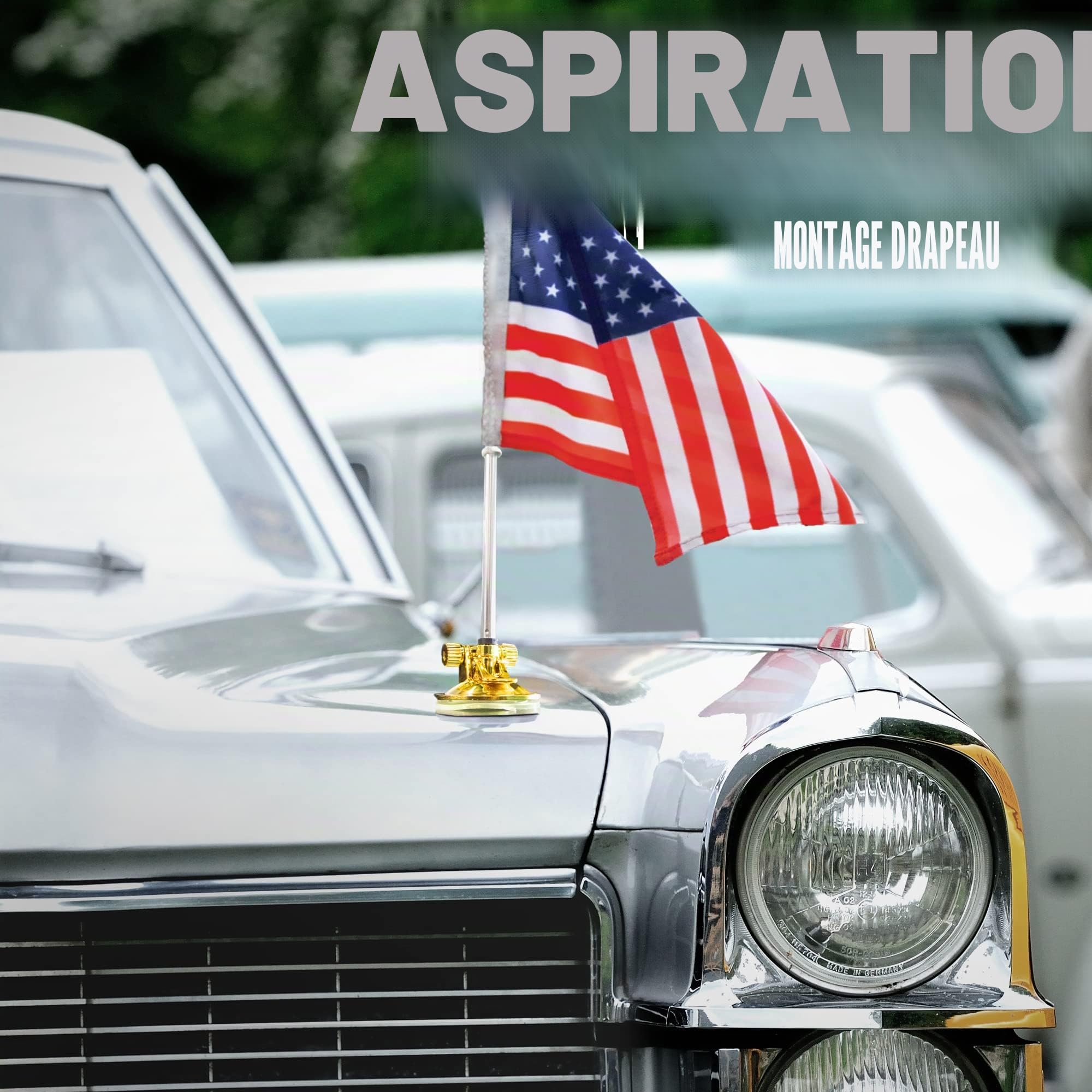 Anley USA Drapeau de voiture et mât de drapeau avec support à ventouse – Mât de drapeau extérieur de style ventouse pour voiture, camion, bateau et véhicule avec drapeau américain (lot de 2)