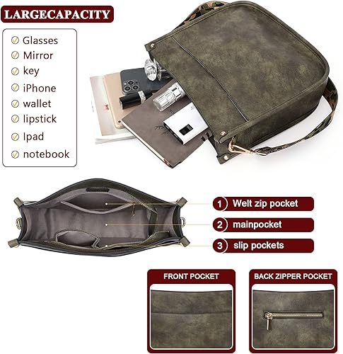 Vista 2 de HKCLUF Bolso cruzado para mujer, 2 piezasjuego de cartera de cuero con 2 correas ajustables para guitarra