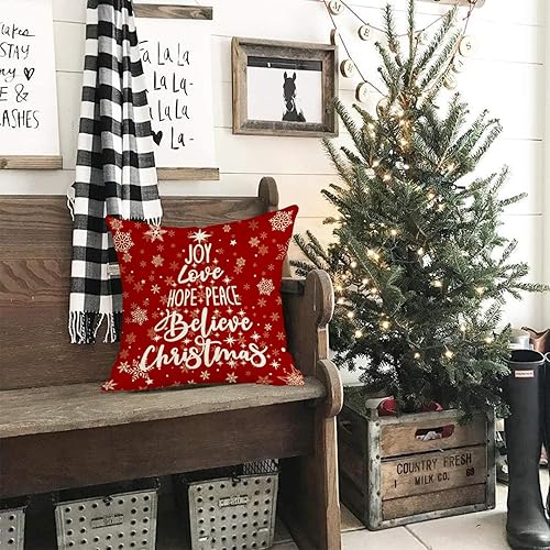 Miniatura 3 de RABUSOFA Red Believe - Fundas de almohada navideñas de 18 x 18 pulgadas, fundas de almohada decorativas de Navidad, fundas de cojín de Navidad con