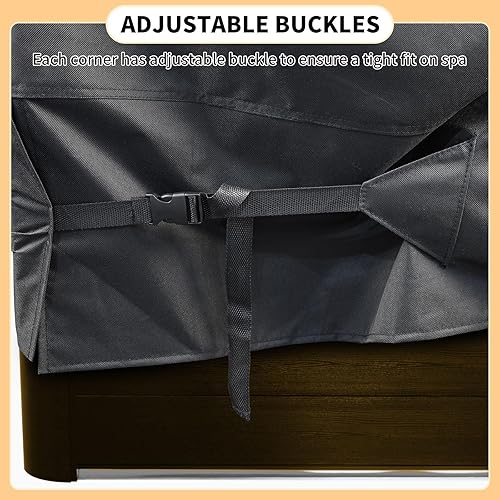 Miniatura 4 de RICHIE Funda cuadrada para bañera de hidromasaje de 95 x 95 pulgadas, apta para spa de 94 x 94 o 93 x 93 o 92 x 92 pulgadas, poliéster 600D