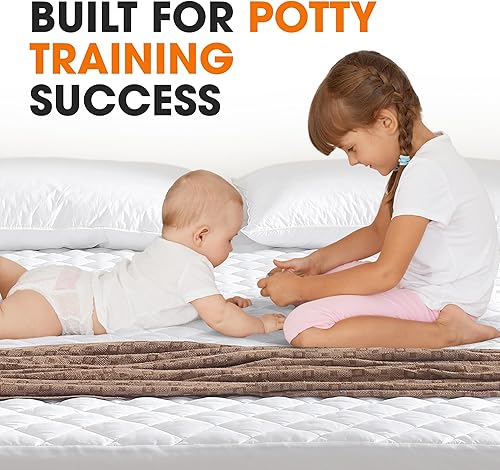 Miniatura 5 de Cheer Collection Protector de colchón impermeable, cómodo protector de cama para incontinencia para adultos, niños y mascotas, tamaño matrimonial