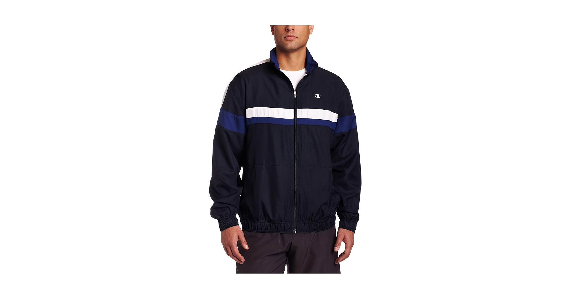 Champion Men's Woven Track Jacket,Navy/Stadium Blue/White,2X
