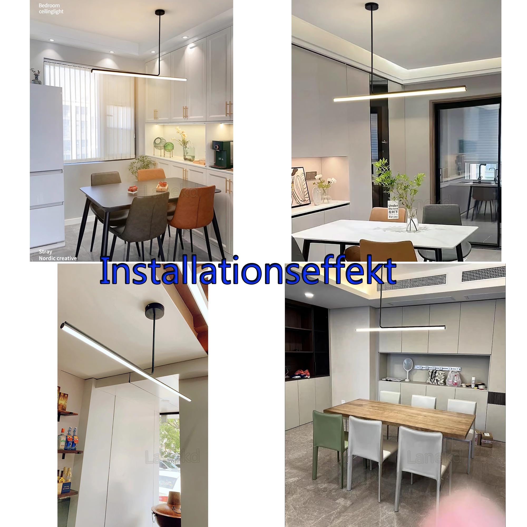 Lampada a Sospensione LED Lampadario Tavolo da Pranzo Cucina Dimmerabile Plafoniera Soggiorno Ufficio Moderno Lineare Lampadari Altezza Regolabile Sala da Pranzo con Telecomando Lampade (Nero, L100)