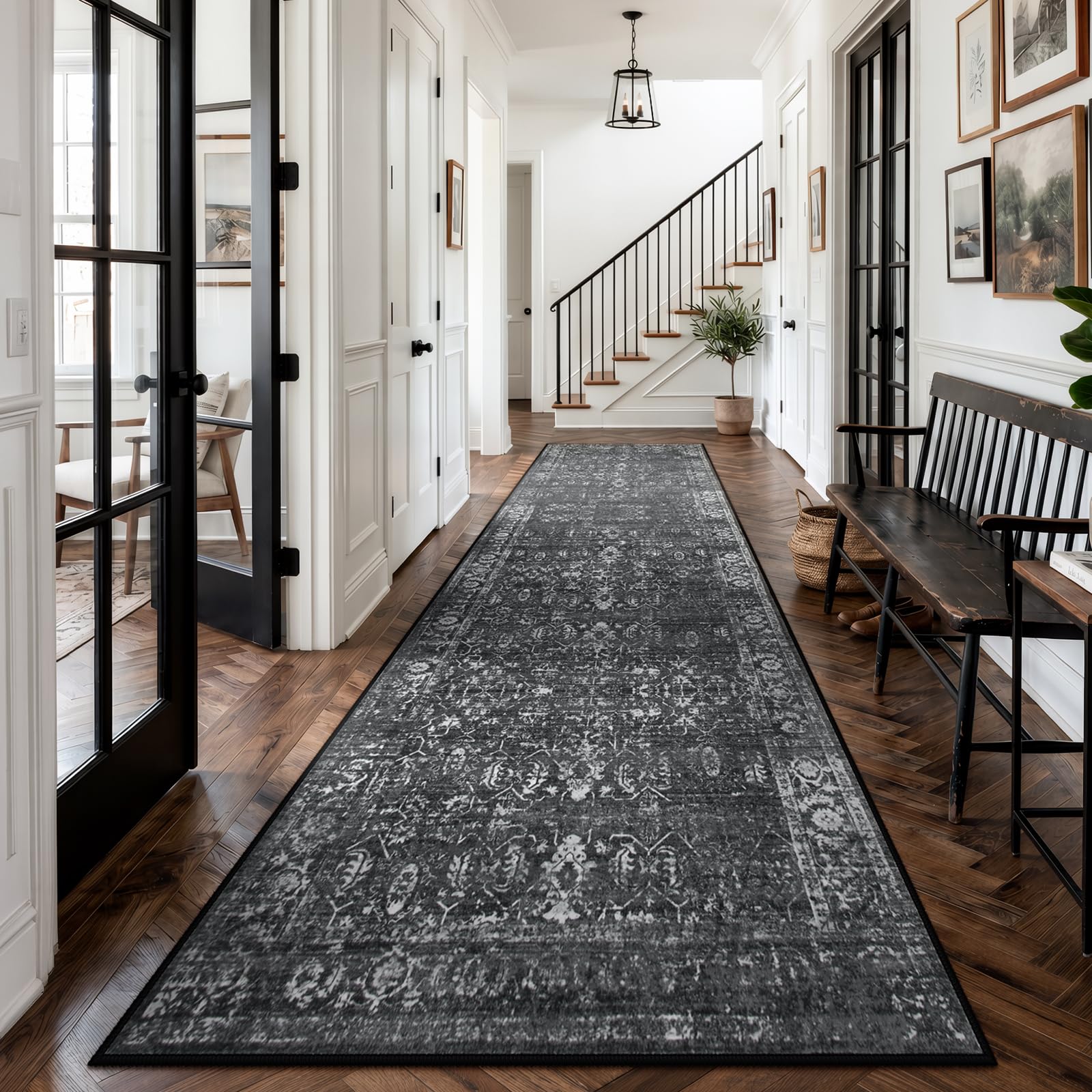 Morebes Black Vintage Carpet Runner