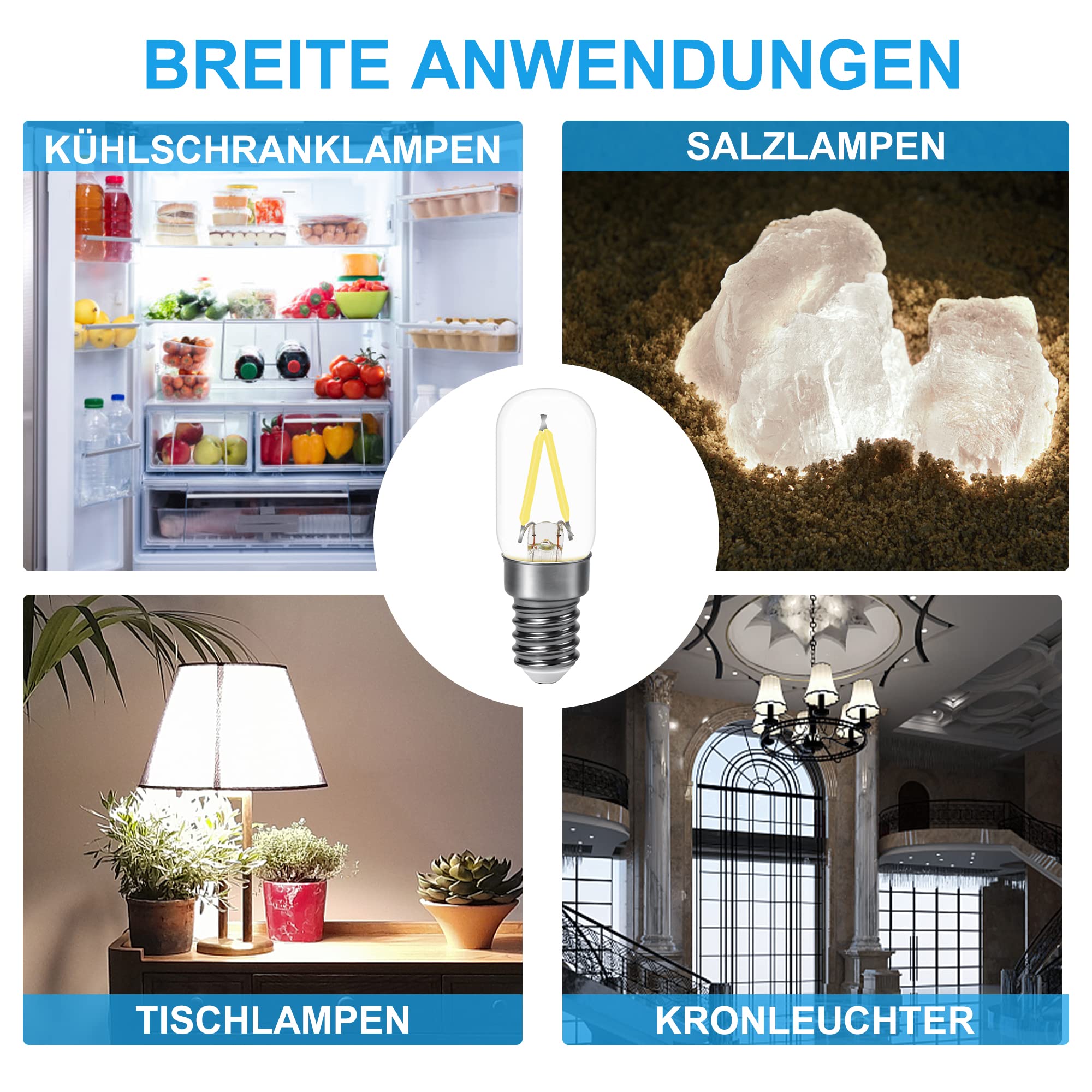 Lampadina LED E14 2W Per Frigorifero - Luce Calda 2700K - Set Di 2 - Non Dimmerabile - Foto 9