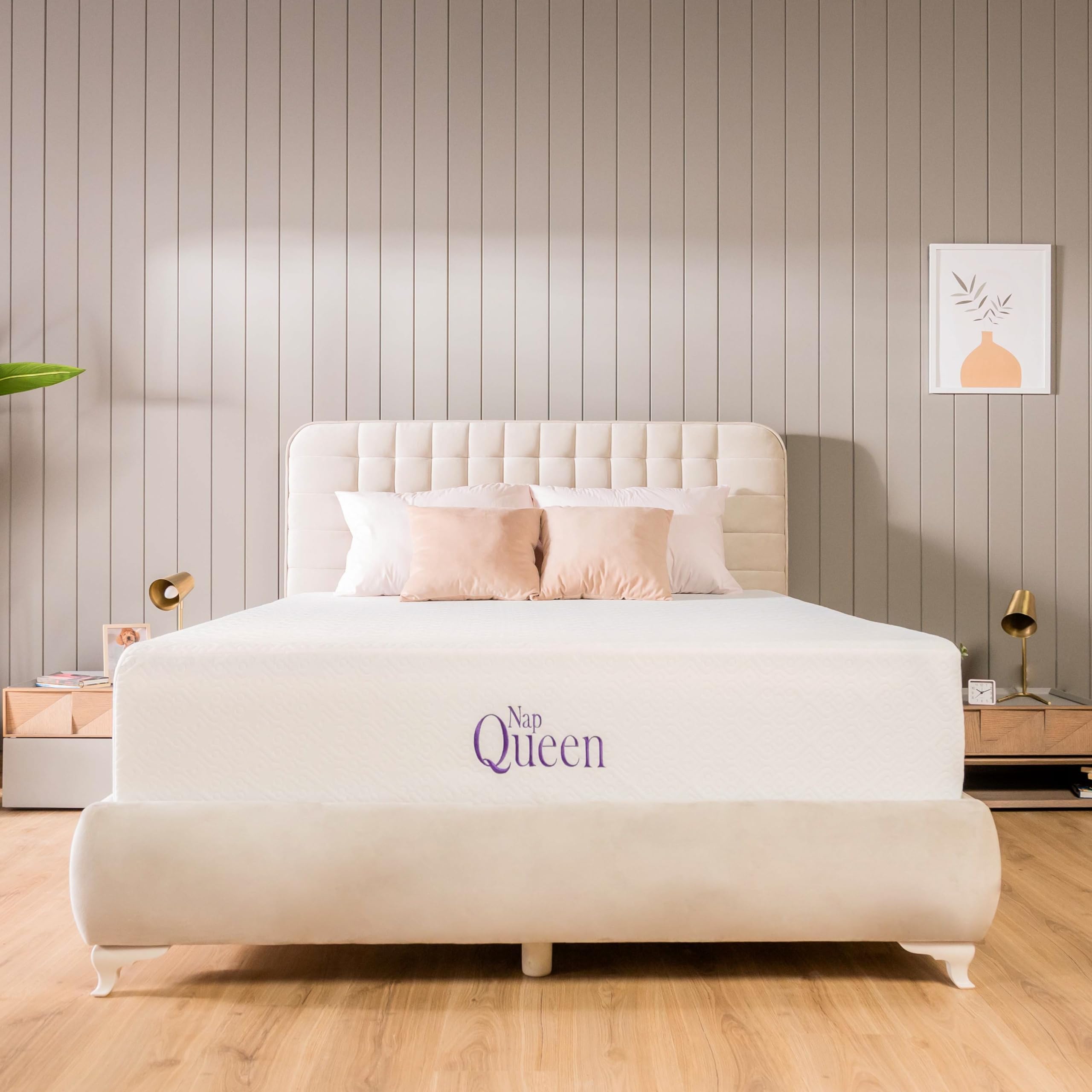 NapQueen 6 Inch Cooling Gel Twin Size Medium Firm Memory Foam Mattress, Bed in a Box, White