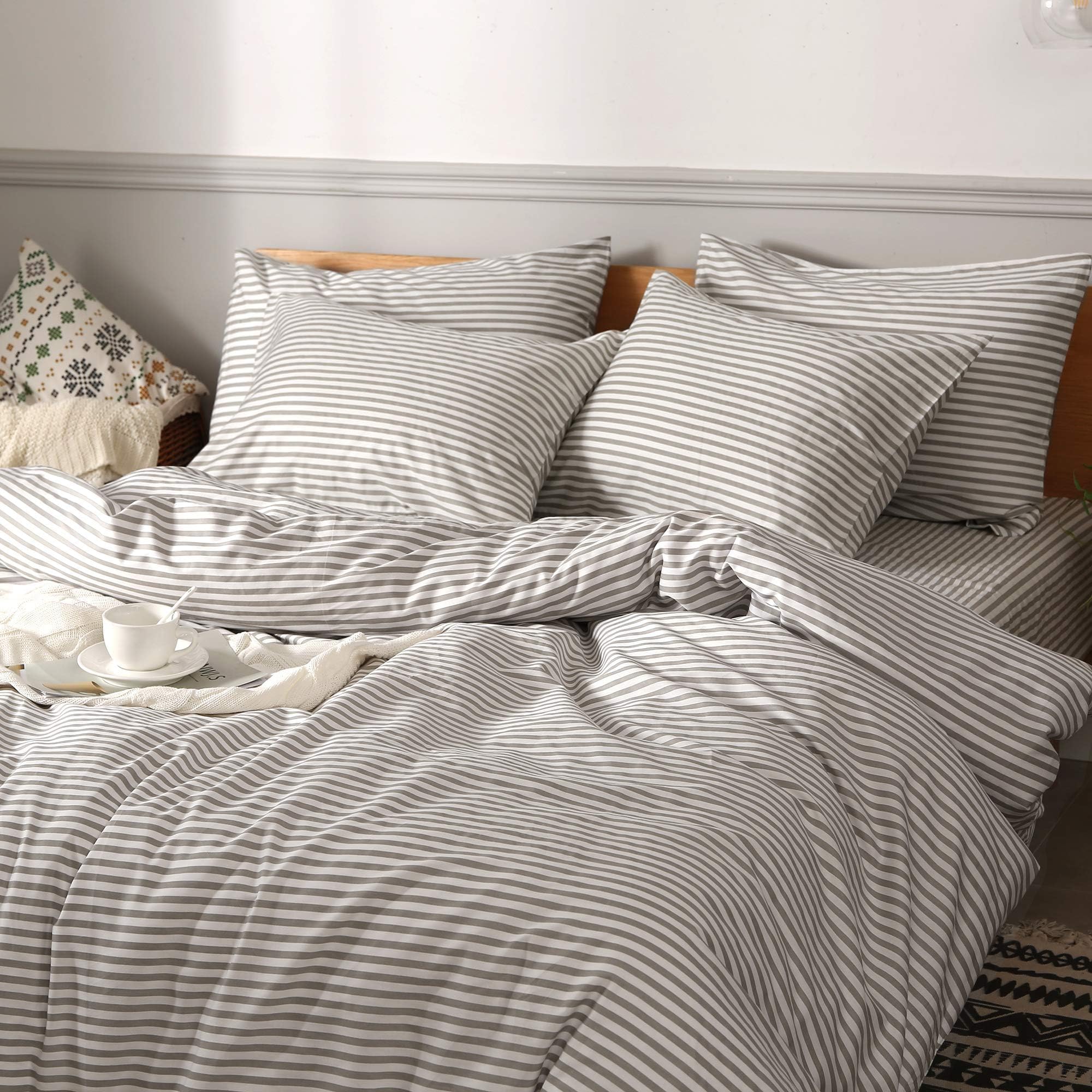 Juego de cama de algodón suave y lujoso, tamaño individual, queen y king (fundas de edredón y de almohadas) (no incluye edredón) 2
