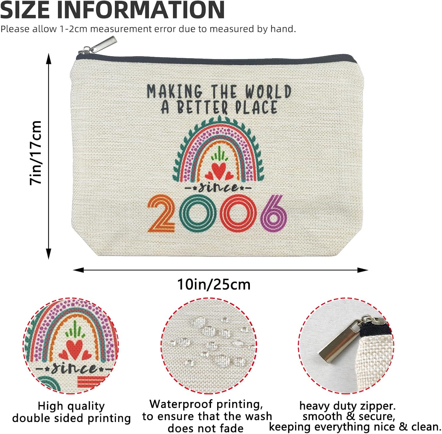 20th Birthday Gifts for Girls Makeup Bags, 2006 Happy 20th Birthday Decorations for Teen Girls, 20 Year Old Girl Birthday Gifts for Daughter, Sister, Granddaughter, Cosmetic Travel Pouch, Christmas - Image 2