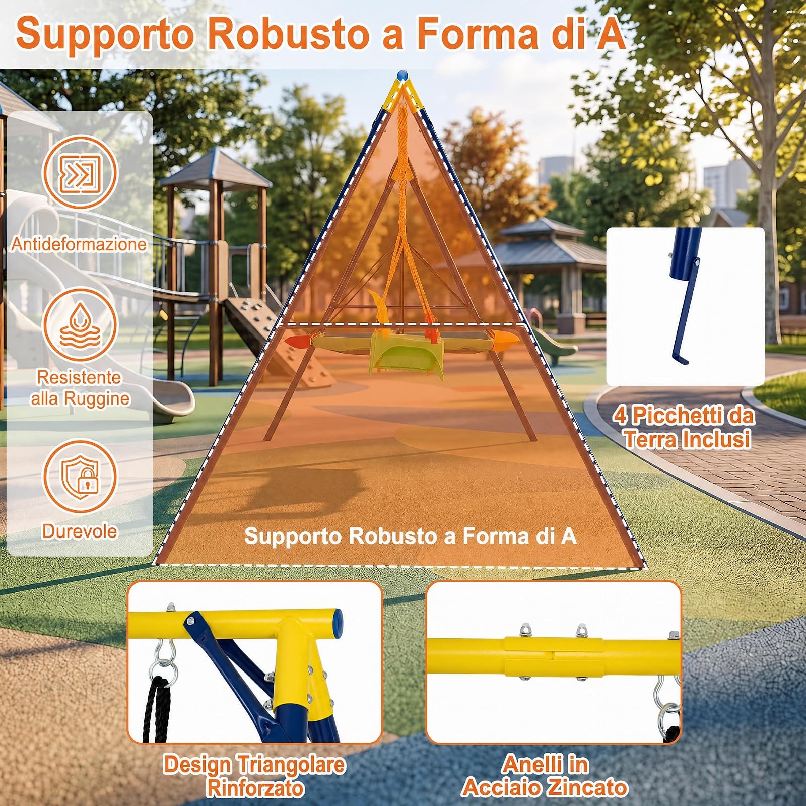RELAX4LIFE Set di Altalene per Bambini da Giardino, 346 x 182 x 186 cm