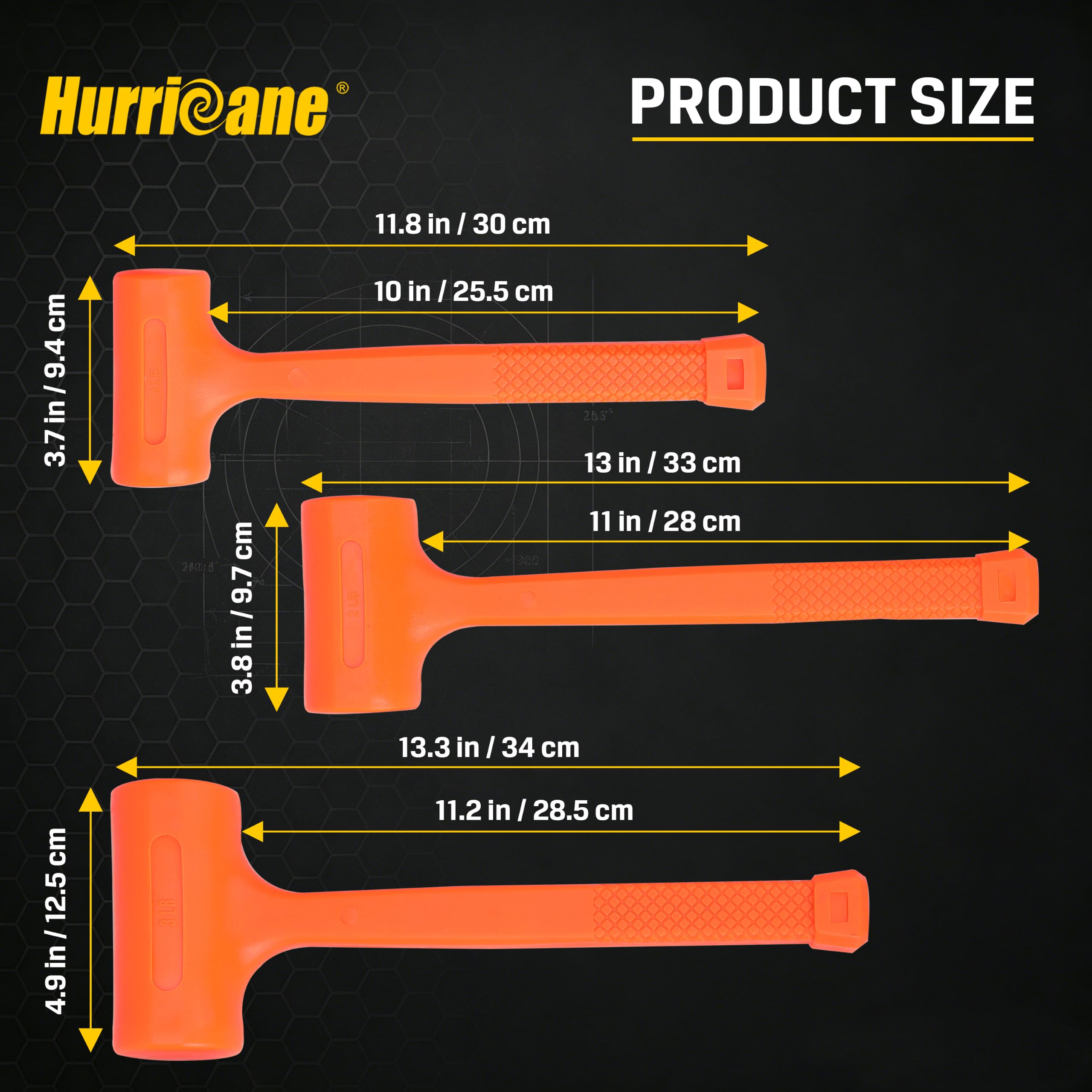Hurricane 3-Piece Dead Blow Hammer Set -2 Hurricane 3-Piece Dead Blow Hammer Set -2