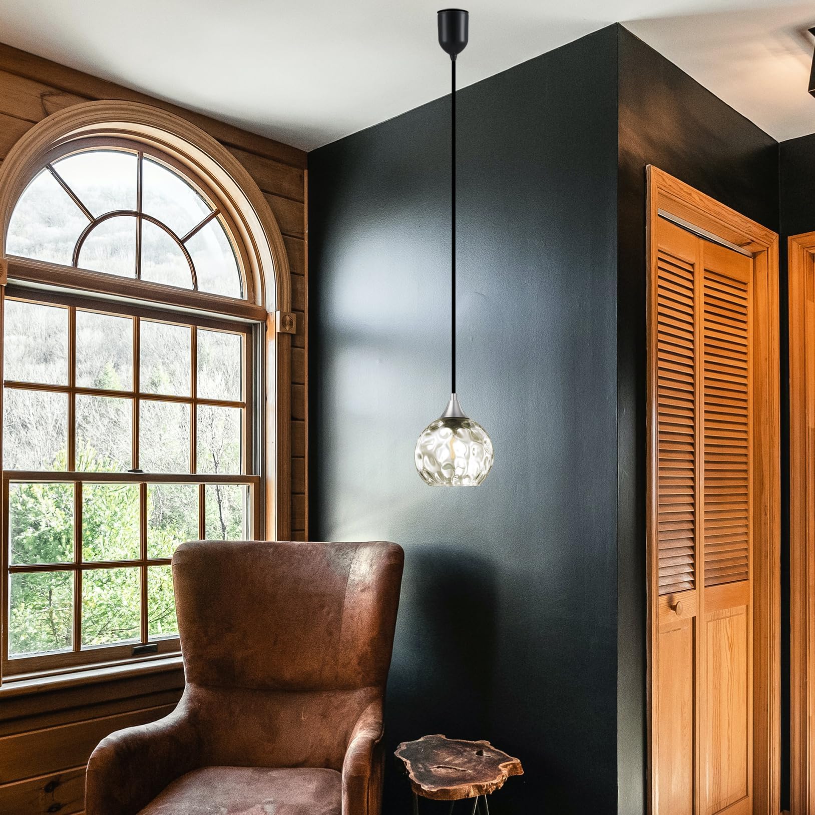 Dimmbare Hängelampe mit Batterie Innen Einstellbare Höhe, Hängeleuchte Batteriebetriebene Lampe, Pendelleuchte ohne Strom Stromanschluss für Küche Nachttischcafé, Amber TB3277