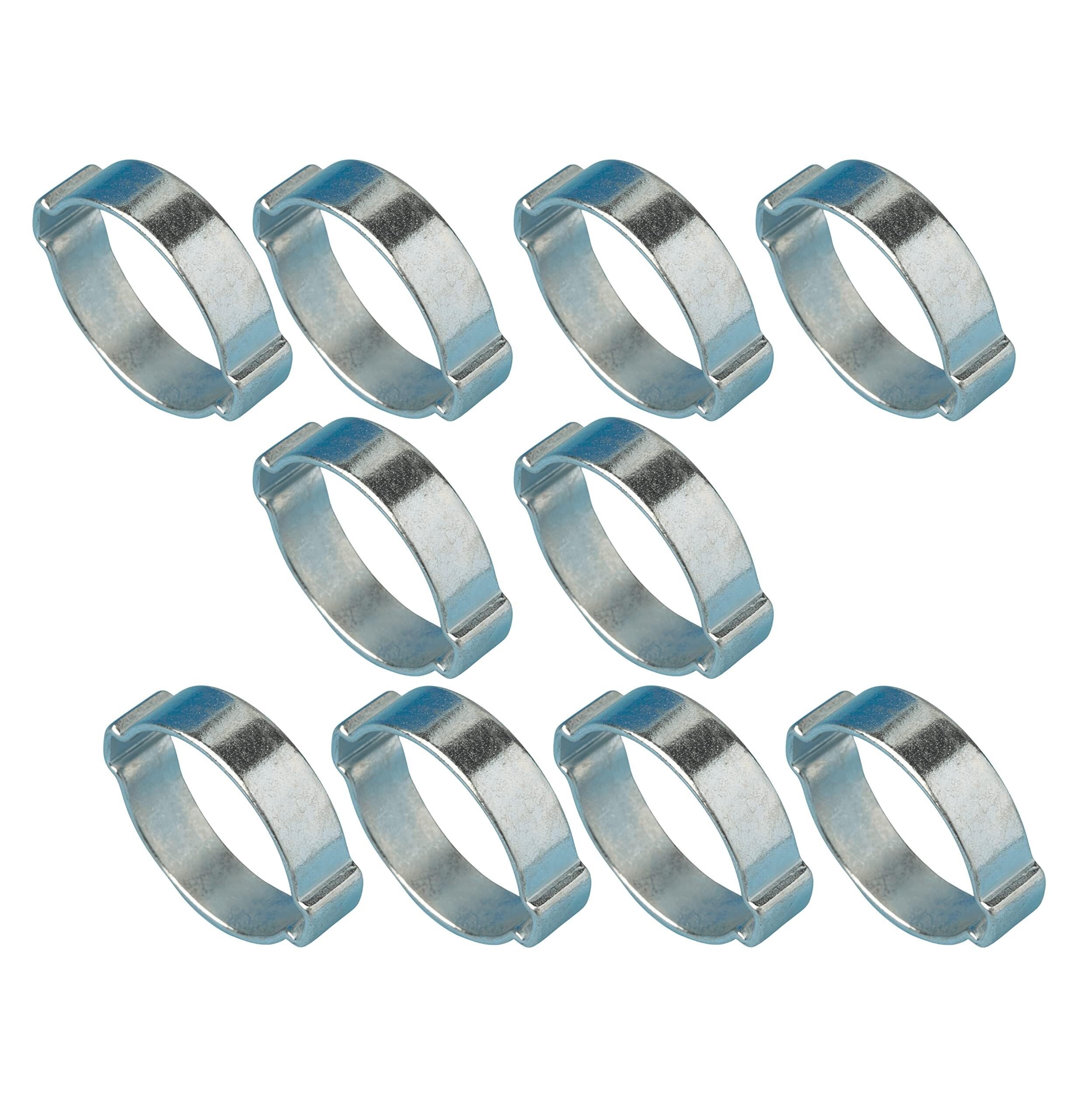 Fascette a Doppio Orecchio Confezione da 10 per Tubi 7-9mm 5/16", Chiusura Sicura con Indicazione Visiva(18-21mm)