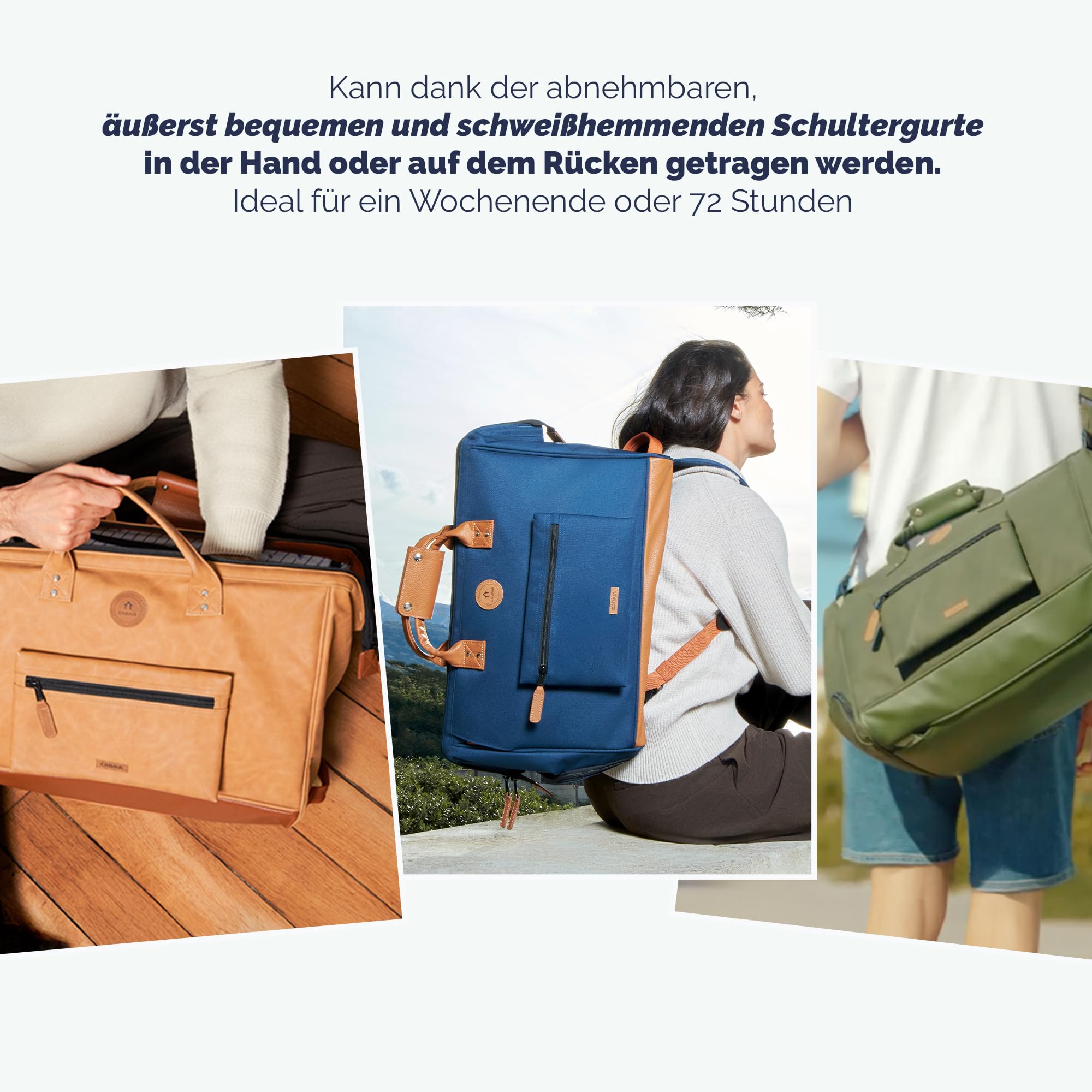 CABAIA - Reisetasche Duffle Adventurer 36L - Handgepäck 45x30x29 cm - Wasserabweisend & Vegan - 2 Taschen - Schuhfach - Weekender & Sporttasche für Damen & Herren