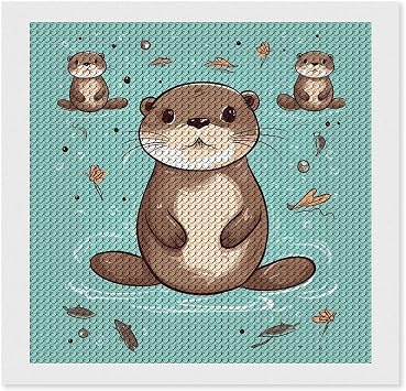 ERSTSNCK Cartoon Cute Otter Diamond Painting Kits for Adults 5D Diamond Art Kits for Beginners DIY Full Drill Round Diamonds Gem Art Crafts Painting for Home Wall Decor 12"x12"