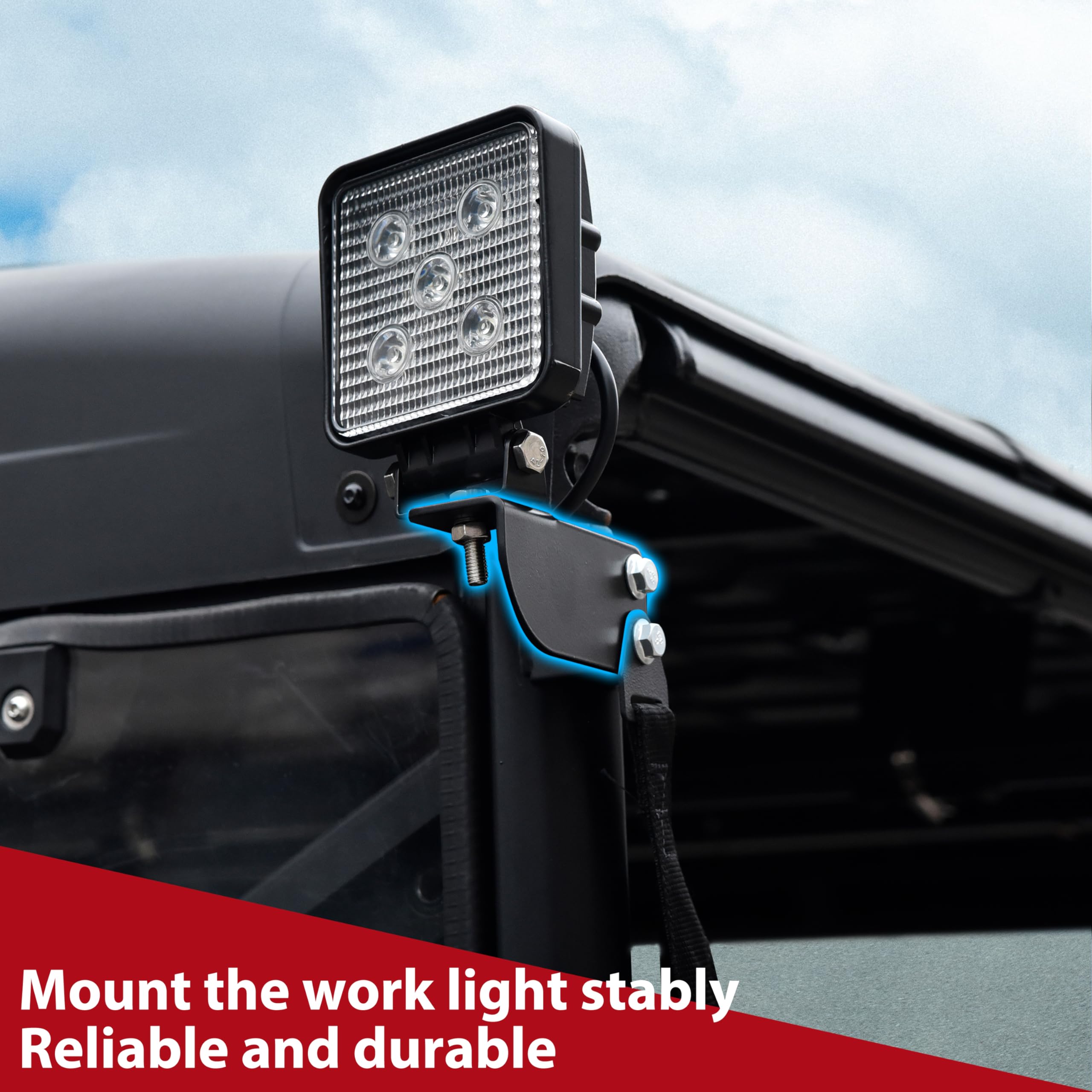 SAUTVS UTV Rear Roof Light Brackets, Rear Pro-fit Cage LED Light Mount Brackets Kit for Polaris Ranger Diesel ETX XP EV Crew 570 800 900 1000 2013-2024 Accessories (2PCS)